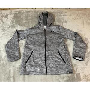 Under Armour YXL ColdGear Full Zip Hoodie Gray Fleece Lined Loose Fit Youth !!!